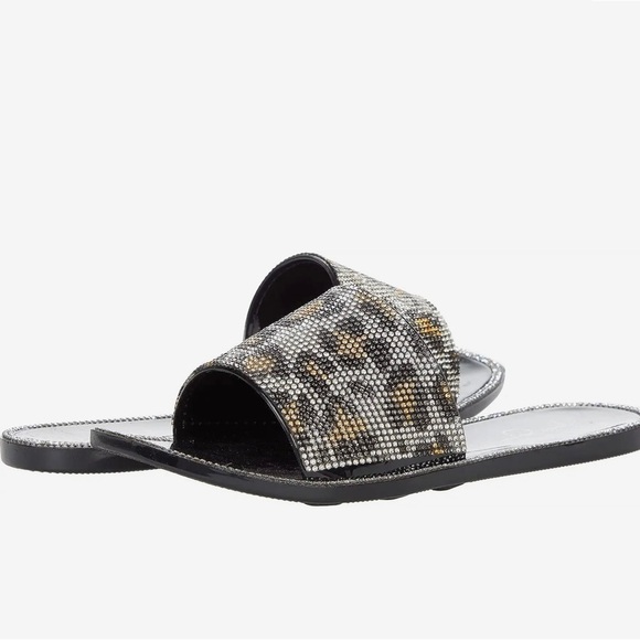 JESSICA SIMPSON Women Leopard Print Jelly Rhinestone Kassime Slide Sandals NEW - Picture 2 of 6
